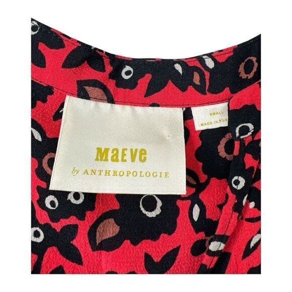 Maeve Christina Anthropologie Red Floral Tunic Dress sz Small - Picture 6 of 8
